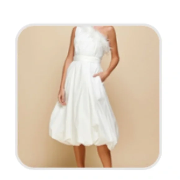 open lace back dress Lights On One-Shoulder Ruffle Hem Maxi Dress White main image 1